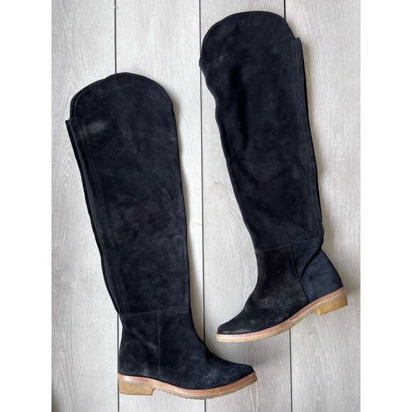 Free People Banks Over the Knee Slouch Boots - New without Box sz 37.5 Black - Picture 1 of 8